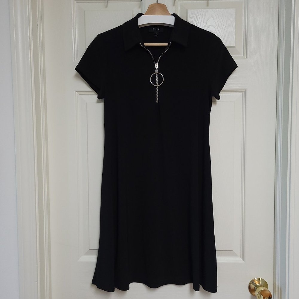 MSK Black O-Ring Collard Shift Dress